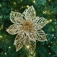 thumbnail image 2 of Holiday Time 9IN Gold Glitter Poinsettia Pick, 2 of 4