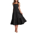 thumbnail image 1 of VISgogo Vestido de Mujer, Color Sólido Sin Mangas Volantes de Una Pieza con Tirante Ajustable para el Hombro para el Verano, S/M/L/XL VISgogo moda, 1 of 2