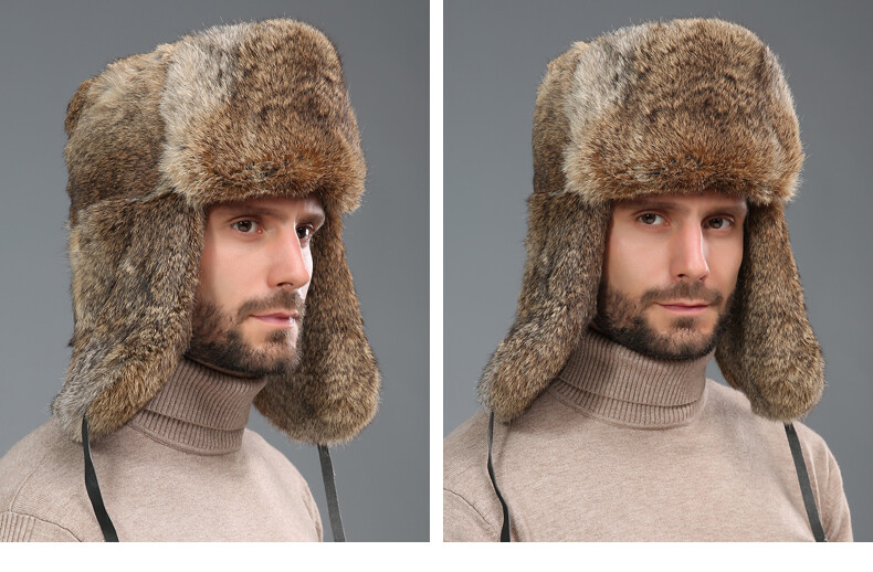 Men Winter Russian Ushanka Hat Faux Fur Trapper Cap Warm Outdoor Earflap Bomber