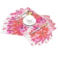 thumbnail image 2 of YFYANG Washable Heat-Resistant Placemats, 70% PVC/30% Polyester, Red Watercolor Flower Pattern Kitchen Table Mat, 12" x 18" 6 Pcs, 2 of 6