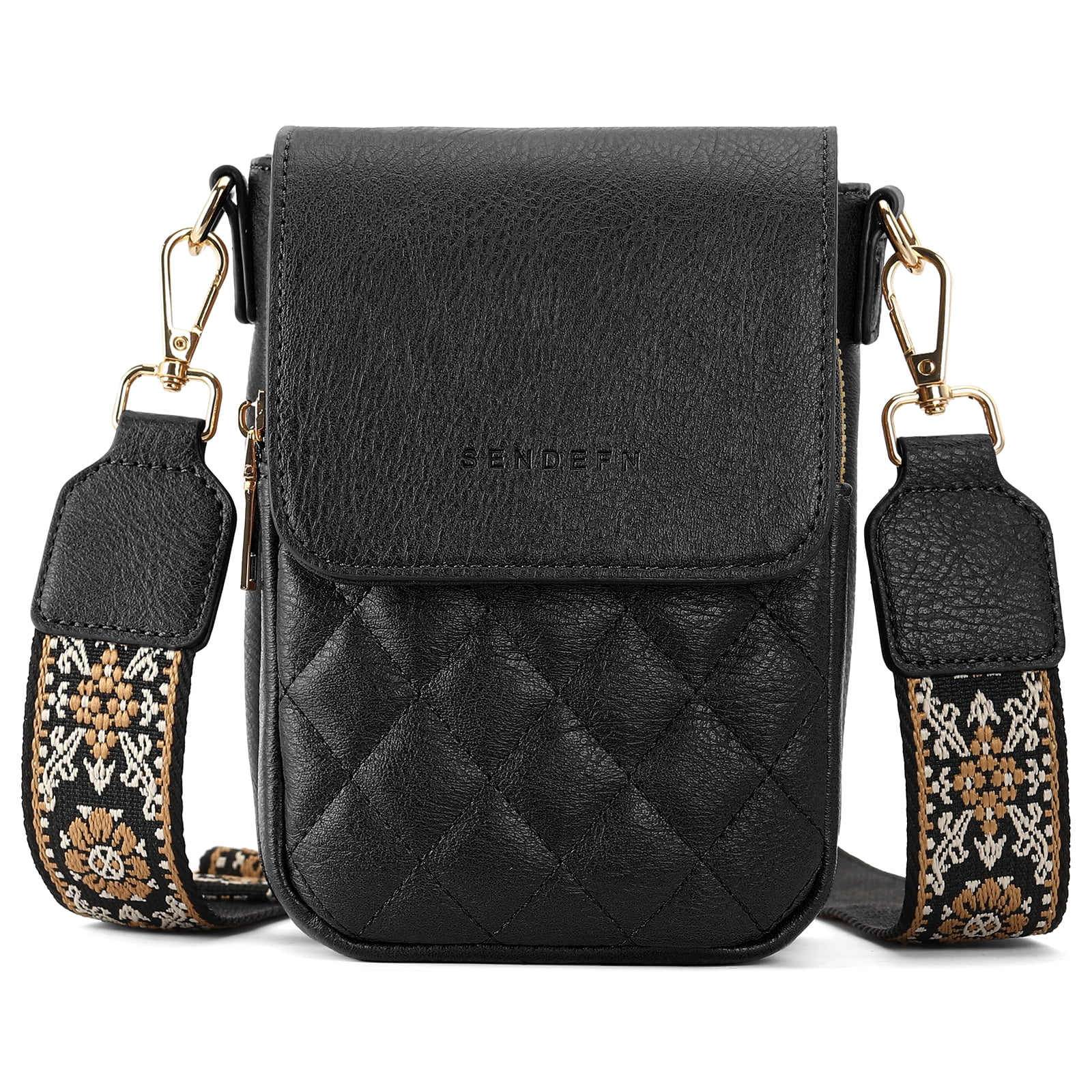 KALUNMA Crossbody Bags for Women Trendy Leather Triple Compartment Cell Phone Shoulder Wallet Purses with Card Slots