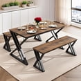 thumbnail image 3 of 4-person dining mesa bench set: small kitchen mesa con x metal frame, space-saving para apartment dining room, 3 of 7