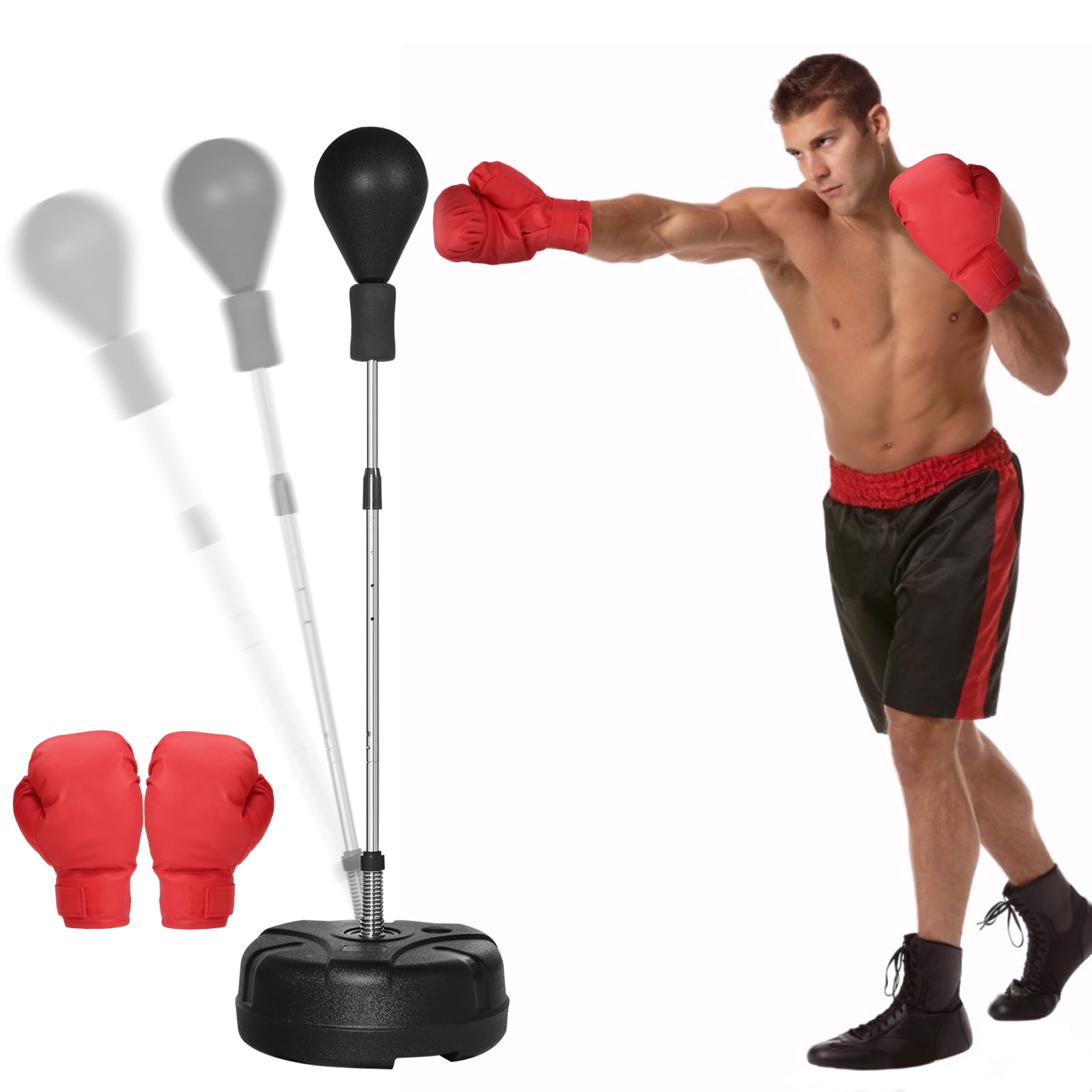 Free Standing Adjustable Adult Punch Bag Boxing Speed Ball Reflex Set Gym 