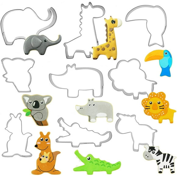Cookie Cutters Biscuit Cutters Set for DIY Baking Cake Fondant Animal Biscuit Cutter Moulds Set Biscuit Cutter Stainless Steel Accessories Fruit Cutters with Candy 9PCS