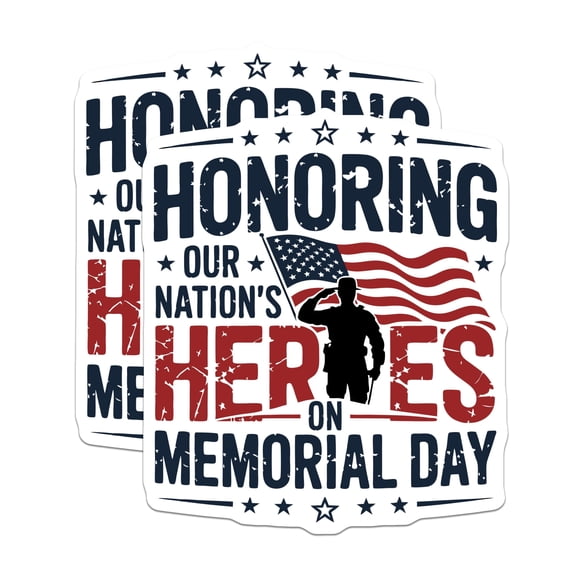 (2 Pack) Memorial Day Magnets - Honoring Our Heroes - American Flag Fridge Decor - 5" On Longest Side - Premium Magnet - for Cars, Refrigerators, Toolboxes, Lockers - Made in USA - MAG16158