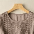 thumbnail image 5 of Womens Tops Long Sleeve Linen Cotton Top With Embroidery Breathable Casual Blouse Cotton And Linen Blend Soft Skin-Friendly M Sweaters For Women, 5 of 7