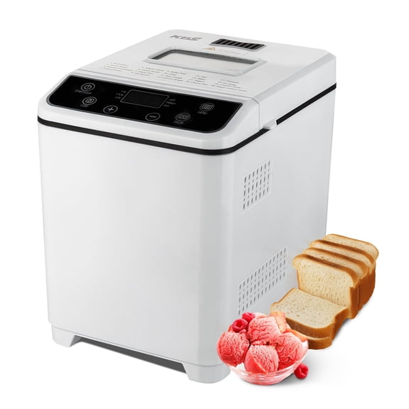KBS Bread Maker Machine with Ice cream program,20-in-1 2LB Fully automatic bread machine,DIY setting,15 Hour delay timer,White Model#070 Ice cream version