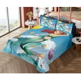 thumbnail image 4 of Ambesonne Mermaid Fitted & Top Sheet Set with Shams, Wave with Fish Nautical, Multicolor, 4 of 5