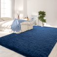 thumbnail image 3 of Alfombra FlyDoit, tamaño grande, 150 x 240 cm, color azul marino, para sala de estar, 3 of 9