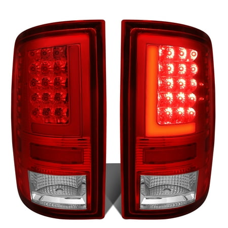 Red Housing Led (For 09-17 Dodge Ram 1500/2500/3500 Pair of Red 3D LED Bar Tail Brake Lights (Chrome Housing Red Lens) 16 15 14 13 12)