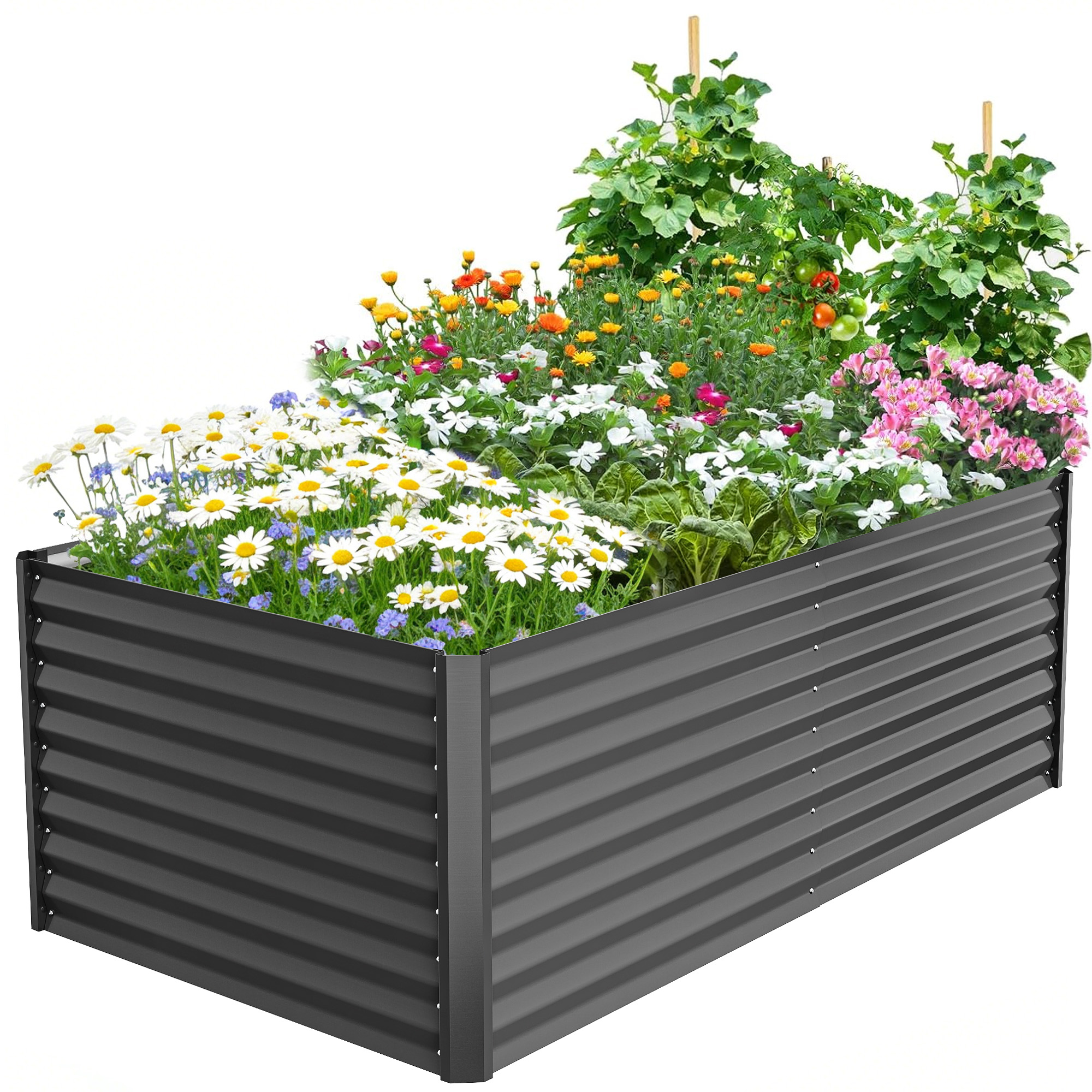 GVDV Raised Garden Bed 6x3x2ft Outdoor, Metal Raised Bed Kit for Backyard, Deep Root Planter Box for Gardening Vegetables, Fruits, Flowers, Rust-Proof, Easy Assembly