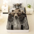thumbnail image 3 of Manfei Rustic Bear Twin Sheets,Winter Woods Bedding,Gray Brown,3pcs,1 Fitted Sheet and 1 Pillowcase, 3 of 6
