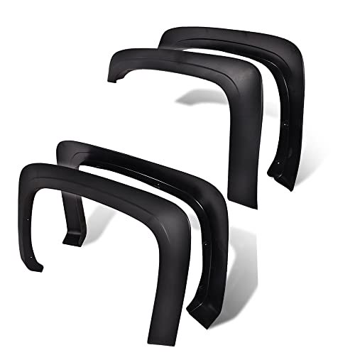 PIT66 Fender Flares, Compatible with Chevy Silverado 1500 2007-2013/2007-2014 Silverado 2500HD, 3500HD (Not for Dually), Black Factory Style Wheel Flares Set, 4 Pcs