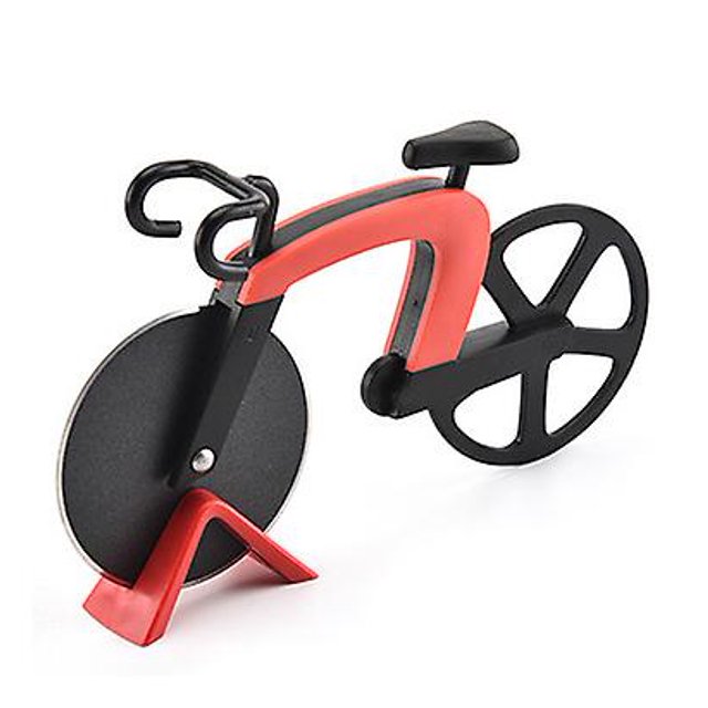 Cortador de Pizza CHAO Acero Inoxidable Antiadherente Rojo en Forma de Bicicleta
