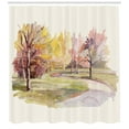 thumbnail image 3 of Ambesonne Fall Shower Curtain, Watercolor Trees and Road, 69"Wx84"L, Multicolor, 3 of 3
