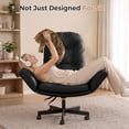 thumbnail image 4 of Hawsaiy Criss Cross Office Chair with Flip-Up Arms, Ergonomic Cross Legged Desk Chair, PU Leather Executive Computer Chair, 135° Reclining Plush Cushion, Pet-Friendly, Black, 4 of 11