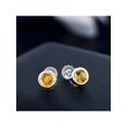 thumbnail image 3 of Gem Stone King 1.40 Ct Round 6mm Yellow Citrine 14K White Gold Stud Earrings for Women Men, 3 of 3