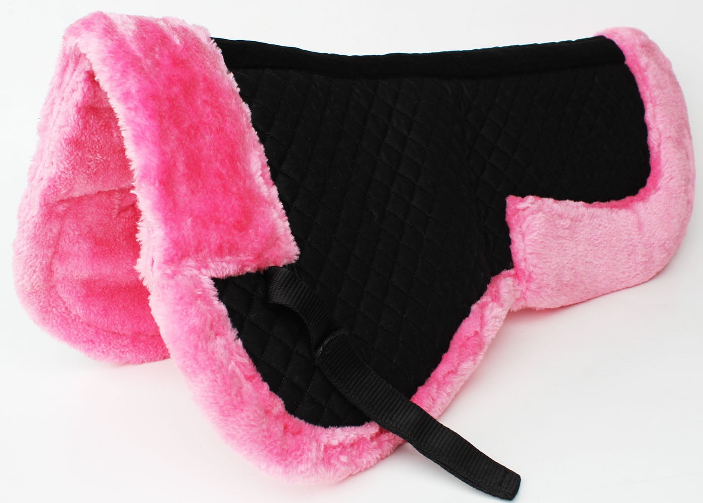 Horse English Quilted Half SADDLE Pad Correction Wither Relief BLK Pink