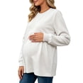 thumbnail image 6 of Maternity Women's Crewneck Sweatshirt Long Sleeve Front Pleated Blouse Fall Pregnancy Workout Loose Fit Top M-3XL, 6 of 6