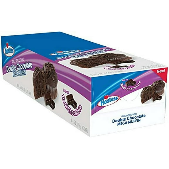 Hostess Jumbo Muffin, Double Chocolate, Bakery-Style Snack, Individually Wrapped, 5 oz (Pack of 36)