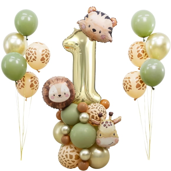 Globos de cumpleaños Wuokkig Jungle Safari Wild One Party