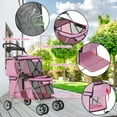 thumbnail image 7 of Dkelincs Double Tier Dog Stroller Cat Stroller Travel Folding Pet Stroller 4 Wheels Jogger Stroller with Removable Pad & Cup Holder, Pink, 7 of 7