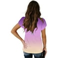thumbnail image 4 of Kaemgyyd Womens Summer Tops Gradient Short Sleeve T Shirts Cute Cutout Trendy Dressy Casual V Neck Loose Fit Blouse, 4 of 6