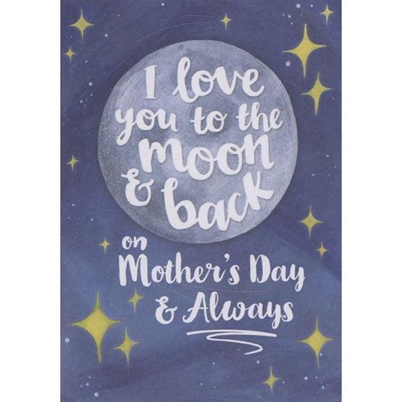 Designer Greetings I Love You To the Moon and Back: Sparkling Moon and Yellow Stars Mother's Day Card for Girlfriend