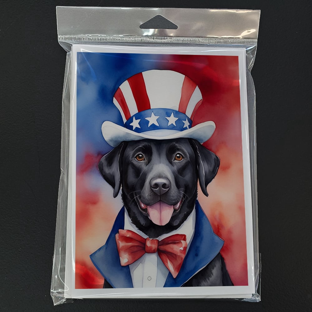 Labrador Retriever Patriotic American Greeting Cards Pack of 8 7 in x 5 in