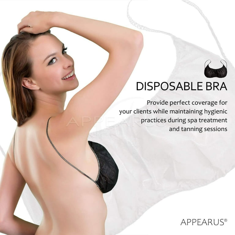 Appearus 50 Ct. Disposable Bras - Women's Disposable Spa Top Underwear  Brassieres for Spray Tanning, Individually Pack (Black/DB101BLK) 