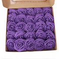 thumbnail image 2 of Roses artificielles décoratives réalistes en mousse PE avec tige pliable pour bouquets et compositions DIY, 50 pièces, violet foncé, 2 of 4