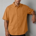 thumbnail image 6 of DeHolifer Mens Shirts Plus Size Button Down Solid Color Short Sleeve Casual Summer Shirts Orange 2XL, 6 of 7