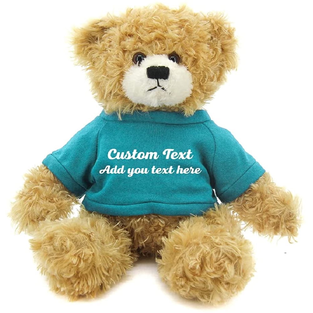Personalized 12" Blue Teddy Bear Toys Stuffed Animals w/ Imprinted Logo T-shirt 