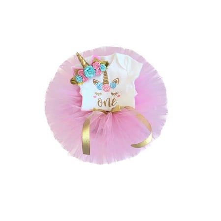 

EYIIYE Easter Newborn Baby Girls 1st Birthday Unicorn/Rabbits Romper Rainbow Tulle Skirt Outfit Suit 0-24 Months