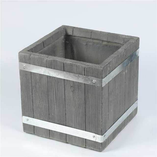 Luxen Home WHPL709 12.4 in. Square Mgo Fiberclay Plank Style Planter