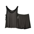 thumbnail image 2 of uublik Pajamas for Women Set Sleeveless V-neck Tank Tops Versatile Home Shorts 2-Piece Set Coffee, XXL, 2 of 7