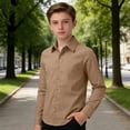 thumbnail image 2 of MEZZALL Boys Long Sleeve Button Down Shirt Casual Linen Blend Classic Fit Comfortable Tops For School Daily Comfort Toddler Blouses Clothing, 2 of 4