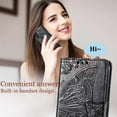 thumbnail image 6 of Designed for Moto G Pure Wallet Case,Women Butterfly Embossed PU Leather Protective Phone Case with Kickstand Card Holder Slots Wrist Strap Flip Cover for Motorola Moto G Pure (2021) (Black), 6 of 8