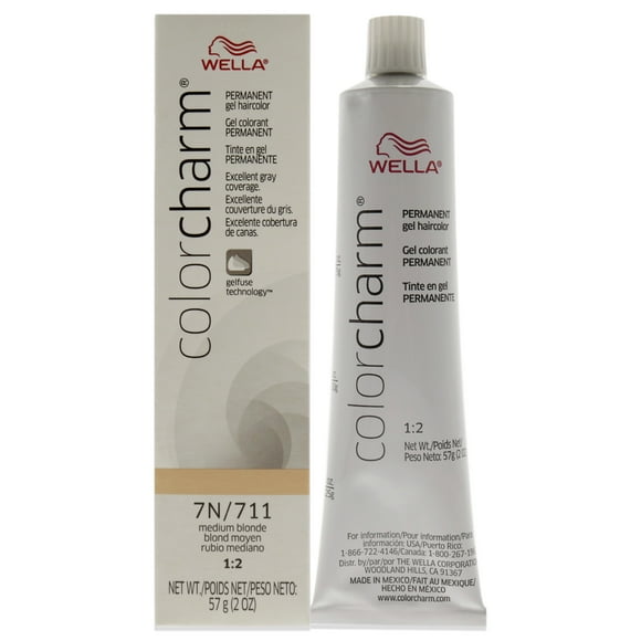 Gel colorante permanente para cabello Color Charm - 711 7N Rubio medio de Wella para unisex - Tinte para cabello de 2 oz Wella Color de pelo 2 oz