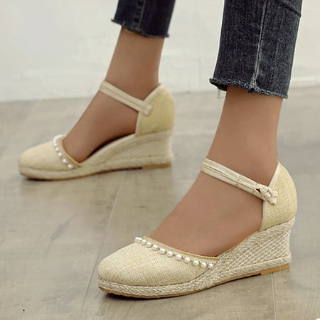 

Summer Womens Resort Style Floral Embroidered Pattern Wedge Slippers Summer Wedges for Women Rose Shoes for Women Wedge Wedge Heel Sandals for Women Tan Fancy Flip Flops for Women Wedge Wedges for