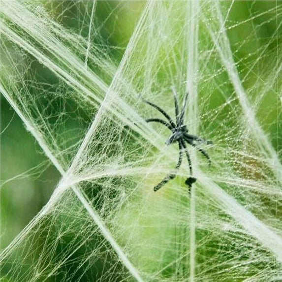 Tssuoun Halloween Spider Web Halloween Party Prop White Luminous Cobweb Haunted House Decoration Supplies No.2