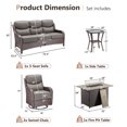 thumbnail image 2 of Planntonneo 5 Pieces Wicker Outdoor Patio Furniture Set with Fire Pit Table, 2 Swivel Rocking Chairs and Sofa with 6" Thick Cushion and Rattan Table for Porch Deck Garden Backyard, Brown/Grey, 2 of 15