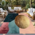 thumbnail image 2 of 6' x 9' Outdoor Rug, Boho Geometric Outdoor Washable Rug Large Floor Carpet, Modern Abstract Gold Circle Art Non Shedding Area Rug for Outside Patio RV Porch Deck Balcony Camping Living Room, 2 of 9