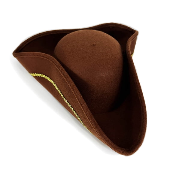 AWZXDE Triangular Tricorn Hat for Stage Performances Events and Parties Brown,One Size