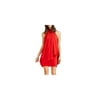Halston Womens Layered Mock Neck Cocktail Dress Red 14