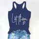 thumbnail image 5 of Camiseta sin mangas versátil e informal con estampado de letras para mujer - Camiseta de cuello redondo para el verano, ideal para combinar con pantalones cortos o vaqueros, 5 of 5