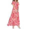 thumbnail image 1 of WILLBEST Vestidos Casuales para Mujer, Vestidos de Fiesta para Mujer, Vestido Largo de Gasa con Estampado Floral, Manga Corta, Volantes, Cuello En V, Vestido Fluido A La Moda con Cintura. Grande​​, 1 of 2