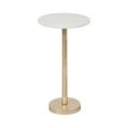 thumbnail image 4 of Elegant End Table, Side Table, or Small Night Stand for Room Decor - Hammered Metal Bedside Table with Polished Marble Top for Small Spaces - Perfect for Bedroom or Living Room - 25" White & Gold, 4 of 13