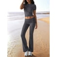 thumbnail image 4 of Solid Color Slim Fit Short Sleeve Trousers Suit Dark Gray M, 4 of 8