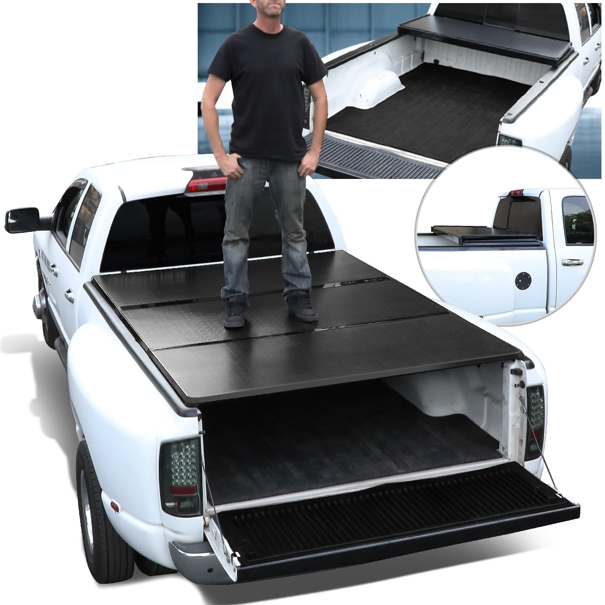 For 2007 To 2018 Tundra 5 5ft Short Bed Aluminum Frame Hard Tri Fold Tonneau Cover 17 16 15 14 13 12 11 10 09 08 Walmart Com Walmart Com